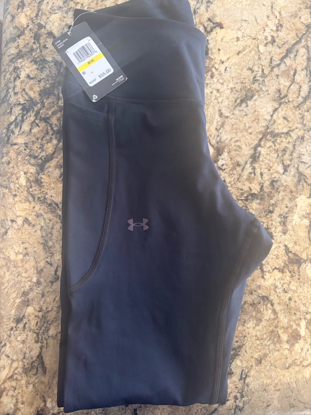Under Armour Black Mid-Rise Performance Leggings with Logo